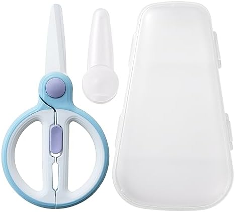 Kids Food Scissors, Ceramic Baby Food Scissors with Case Travel, Portable Toddler Food Scissors with Safety Lock (C) Artenny