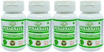 Punarnava (Boerhaavia Diffusa) Capsules (Капсулы) for Men and Women | Ayurvedic Herbal Supplement | 500 mg. per Serving (Порция) | 60 Veggie Capsules (Капсулы на растительной основе) | Non-GMO | Made with Punarnava Root (1 Bottle of 60 Capsules) Morsan Nutraveda