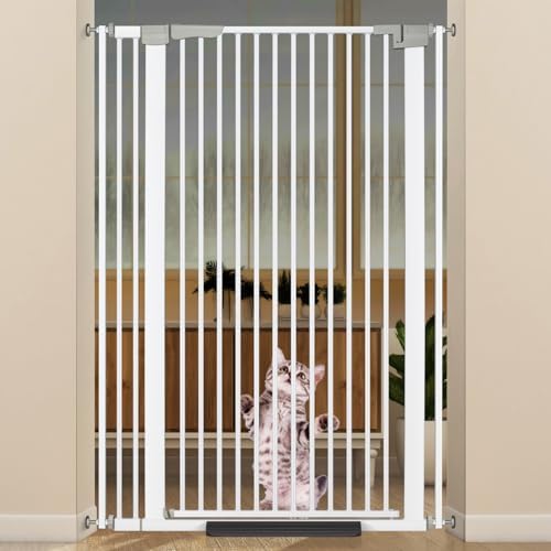 51.18" Extra Tall Cat Gate for Doorway, 29"-40" Auto Close Pet Gate Include 2.75" and 5.5" Extension Kits, No Drilling Pressure Mount Kit, Suitable for Doorways or Kitchen, Black ZOUTEX