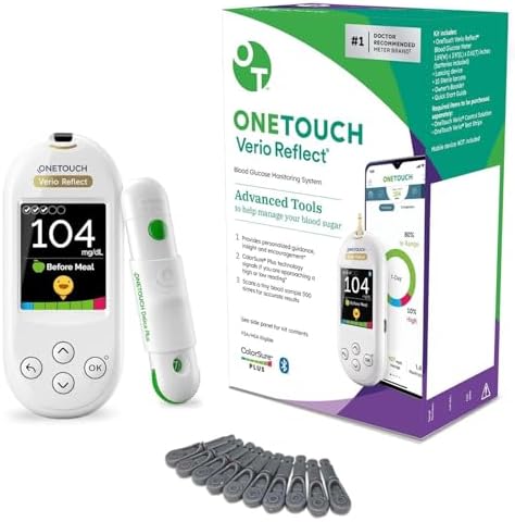 OneTouch Verio Reflect Blood Glucose Meter | Blood Glucose Monitoring System Includes Blood Sugar Meter, Lancing Device and 10 Sterile Lancets OneTouch