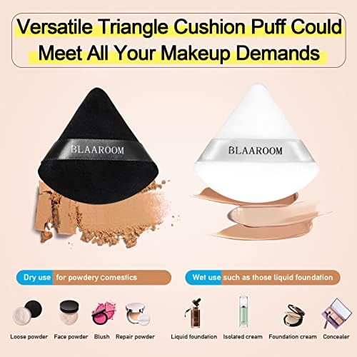 12 Pieces Velour Pure Cotton Powder Puff Face Makeup Triangle Powder Puffs for Loose Powder Wet Dry Cosmetic Foundation Beauty Sponge Makeup Tools -Black Rose Red Blaaroom