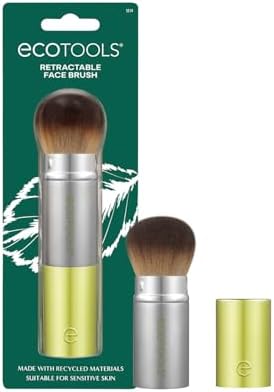 EcoTools Retractable Face Makeup Brush, Kabuki Brush for Foundation, Blush, Bronzer, & Powder (Порошок), Travel Friendly & Perfect for On The Go, Eco Friendly, Synthetic & Cruelty Free Bristles, 1 Count EcoTools