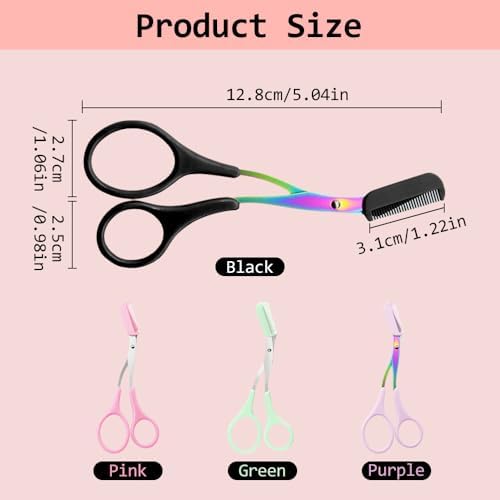 Eyebrow Trimmer Scissor,2024 New Eyebrow Trimmer for Women Men,Eyebrow Scissors with Comb,Non-Slip Eyebrow Cutter Eye Brow Razors,Eye Brow Shaper Trimming Scissors Makeup Tool (Black) jitaty