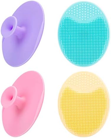 4 Pack Face Scrubber,JEXCULL Soft Silicone Facial Cleansing Brush Face Exfoliator Blackhead Acne Pore Pad Cradle Cap Face Wash Brush for Deep Cleaning Skin Care(Multicolor A) Jexcull