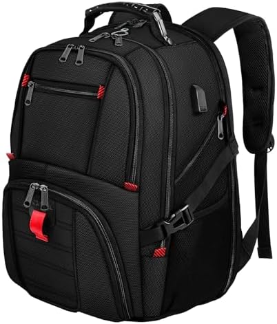 YOREPEK 18.4 Laptop Large Backpacks Fit Most 18 Inch Laptop with USB Charger Port,TSA Friendly Flight Approved Weekend Carry on Backpack with Luggage Strap for Men and Women, Black Yorepek