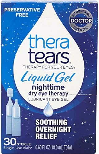 TheraTears Eye Drops (Капли) for Dry Eyes, Nighttime Dry Eye Therapy Lubricant Eyedrops, Preservative-Free, 30 Count Single-Use Vials (Одноразовые флаконы), 0.60 fl oz (Жидкие унции) Each TheraTears