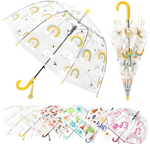 MRTLLOA Kids Clear Bubble Umbrella with an Easy Grip Curved Handle, Safety Transparent Dome Bubble Umbrella for Toddler Boys Girls MRTLLOA