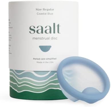 Saalt Menstrual Disc - Soft, Flexible, Reusable Medical-Grade Silicone - Wear 12 Hours - Removal Notch - Two Sizes - Menstrual Cup or Tampon Alternative - Made in USA - Lasts 10 Years (Blue, Regular) Saalt