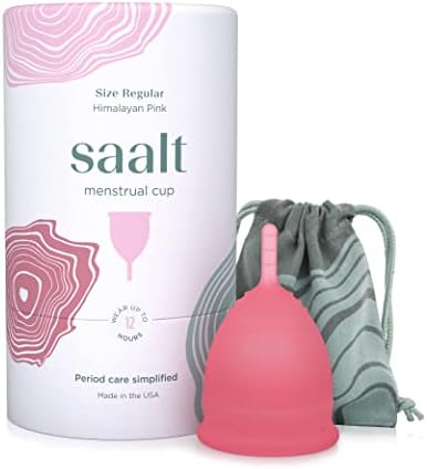 Saalt Menstrual Cup - Premium Design - Most Comfortable Period Cup - #1 Active Cup - Wear for 12 Hours - Soft, Flexible, Reusable Medical-Grade Silicone - Made in USA Saalt