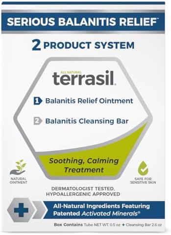 terrasil Balanitis Relief + Cleansing Soap 2-Product Kit – Balanitis Treatment for Men, Natural Foreskin Ointment (Мазь) for Balanitis Symptoms: Itch & Irritation. Dermatologist Tested (14g Tube + Soap Bar) Terrasil