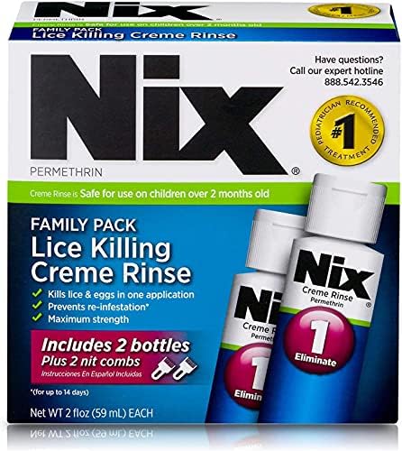 Nix Lice Killing Crème Rinse Family Pack, 4 Fl Oz Crème Rinse and 2 Nit Combs (Pack of 1) Nix