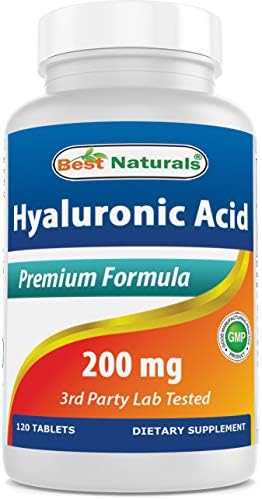 Best Naturals Hyaluronic Acid 200 mg 120 Tablets (Таблетки) (Non-GMO, Gluten Free) - Promotes Youthful Healthy Skin & Healthy Joint Function (120 Count (Pack of 1)) Best Naturals