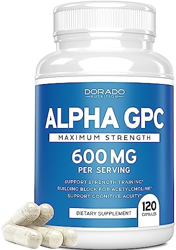 Alpha GPC 600mg Per Serving (Порция) - (120 Vegan Capsules (Веганские капсулы)) - Choline Brain Supplement for Acetylcholine Advanced Memory Formula, Focus and Brain Support Supplement - USA Made - Non GMO, Vegan - (120 Count) DORADO NUTRITION