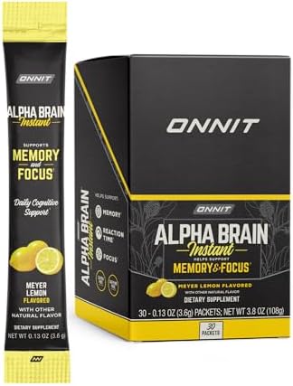 ONNIT Alpha Brain Instant - Meyer Lemon Flavor - Nootropic Brain Booster Memory Supplement - for Focus, Energy & Clarity - Alpha GPC Choline, Cats Claw, L-Theanine, Bacopa - 30ct Onnit