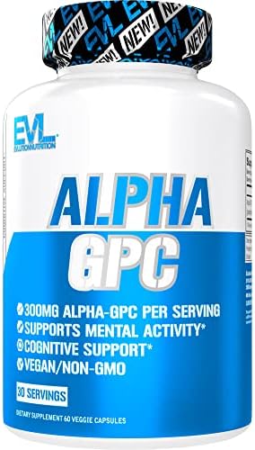 Nootropic Alpha GPC Choline Supplement - Alpha GPC 600 mg Nootropics Brain Support Supplement Acetylcholine Precursor and Mood Booster - EVL Nutrition Brain Supplement for Memory and Focus Support Evlution