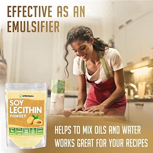 XPRS Nutra Soy Lecithin Powder (Порошок) - Lecithin Powder Food Grade Fat Emulsifier - Suitable for Cooking, Baking and More - Vegan Friendly Soy Lecithin Powder Cooking Aid (4 oz (Унции)) XPRS Nutra