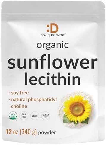 Organic Sunflower Lecithin Powder (Порошок), 12oz – Soy Free, Plant Based, Naturally Occurring Phosphatidyl Choline – Lactation Supplement for Women – Non-GMO DEAL SUPPLEMENT