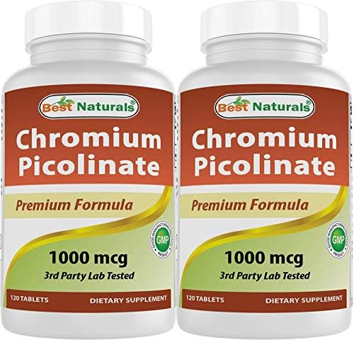 Best Naturals Chromium Picolinate 1000 mcg 120 Tablets (Таблетки) (120 Count (Pack of 2)) Best Naturals