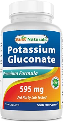 Best Naturals Potassium Gluconate 595 mg 250 Tablets (250 Count (Pack of 2)) Best Naturals