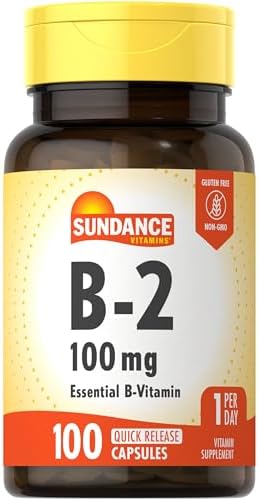 Sundance Vitamin B-2 | 100mg | 100 Capsules (Капсулы) | Essential Vitamin Supplement | Non-GMO and Gluten Free Formula Sundance