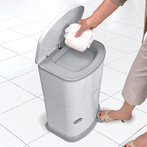 Collections ETC Akord Slim Incontinence Disposal System with Odor Lock, Discrete Style, White, 20in H X 11in W X 9.5in D Collections Etc