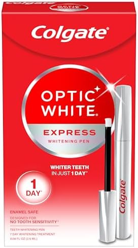 Colgate Optic White Express Teeth Whitening Pen, Enamel-Safe Tooth Whitening Applicator, Helps Whiten Teeth in As Little As 1 Day of Use, 7 Day Whitening Treatment, 0.08 fl oz Colgate