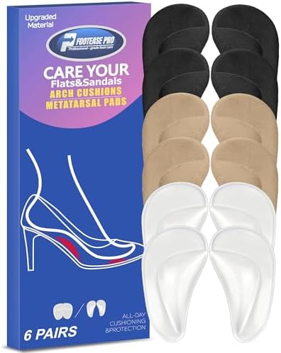 Arch Support Insert Arch Support Insoles for Flat Feet 12 Pairs Gel (Гель) Arch Pads for Plantar Fasciitis Adhesive Reusable Arch Cushions Foot Pain Relieve One Size Fits Women & Men Foot Ease Pro