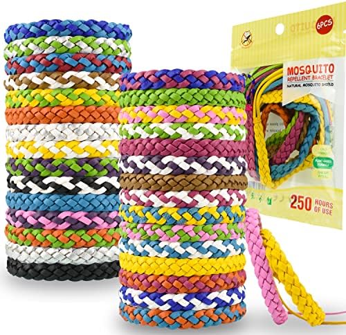 Mosquito Repellent Bracelets, 30 Pack PU Leather Braid Natural Bug Insect Repellent Wristbands for Kids Adult Outdoor Camping Fishing Traveling BuggyBands