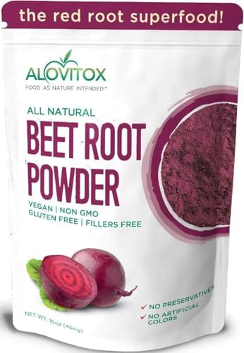 Alovitox Organic Beet Root Powder (Порошок) | 100% Pure, Fresh Beet Root Extract Powder | Nitric Oxide Superfood | Vegan, Non - GMO & Gluten-Free | Support Energised and Effective Workout Session - 16 oz (Унции) Alovitox