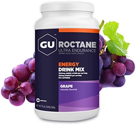 GU Energy Roctane Ultra Endurance Energy Drink Mix, Vegan, Gluten-Free, Kosher, 35mg of Caffeine, and Dairy-Free n-the-Go Energy for Any Workout, 3.44-Pound Jar, Tropical Fruit Gu