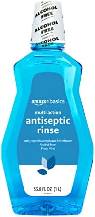 Amazon Basics Multi Action Antiseptic Rinse, Alcohol Free, Fresh Mint, 1 Liter, 33.8 Fluid Ounces, 1-Pack (Previously Solimo) Amazon Basics