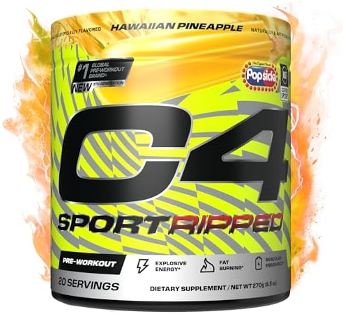 Cellucor C4 Ripped Sport Pre Workout Powder (Порошок) - NSF Certified for Sport - 200mg Caffeine + Cayenne Extract + Carnitine Tartrate + Beta-Alanine - Artic Snow Cone, 20 Servings (Порции) Cellucor