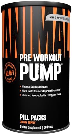 Animal Pump – Preworkout - Vein Popping Pumps – Energy and Focus – Creatine – Nitric Oxide – Easy to Remove Stimulant Pill for Anytime Workouts – 30 Count (Pack of 1) Animal