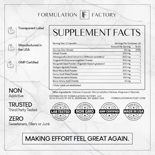 Self Obsessed 10 in 1 Masculinity Maximizer Supplement, Shilajit for Men, Tongkat Ali, Ashwaganda, Fenugreek & More, Muscle Growth, Energy Management, Drive, Strength, Recovery 120 count (Pack of 1) Formulation Factory