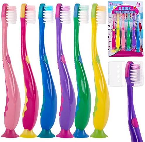 Kids Travel Toothbrush, Soft Toddler Toothbrush, Child Travel Toothbrush Gentle Bristles For Home, School, Camp, Sleepovers, Kids Folding Toothbrush Handles For Tiny Hands Boys and Girls (3 Pack) Lingito