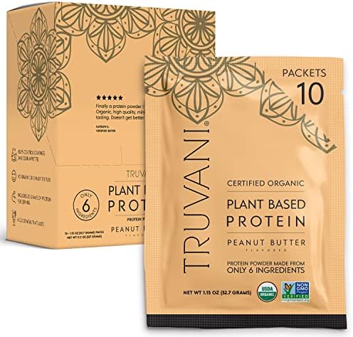 Truvani Vegan Pea Protein Powder (Порошок) | Chocolate Peanut Butter | 20g Organic Plant Based Protein | 10 Travel Packets (Пакеты ) | Keto | Gluten & Dairy Free | Low Carb | No Added Sugar Truvani