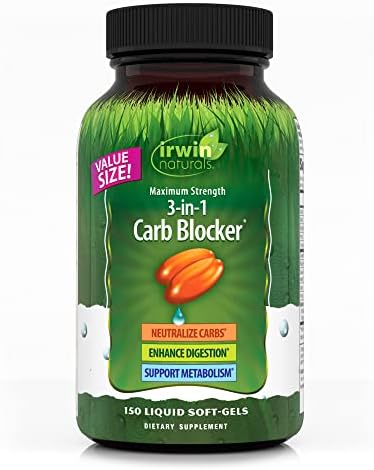 Irwin Naturals Maximum Strength 3-in-1 Carb Blocker - Neutralize Carbohydrates - 75 Liquid Softgels (Жидкие мягкие капсулы) Irwin Naturals