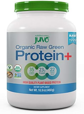 Juvo Raw Green Protein Organic, Vegan, Gluten Free, Non-GMO, Kosher, No Stevia, 23g of Protein, Complete Amino Acid Profile, 16.9 Ounce Juvo