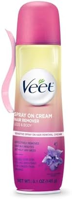 Veet Spray On Hair Remover Cream, Sensitive Formula, 5.1 Ounce Veet