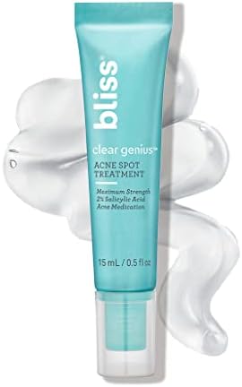 Bliss Clear Genius Acne Spot Treatment – Maximum Strength 2% Salicylic Acid Shrinks Blemishes – Clean, Vegan, Cruelty-Free, 0.5 Fl Oz Bliss