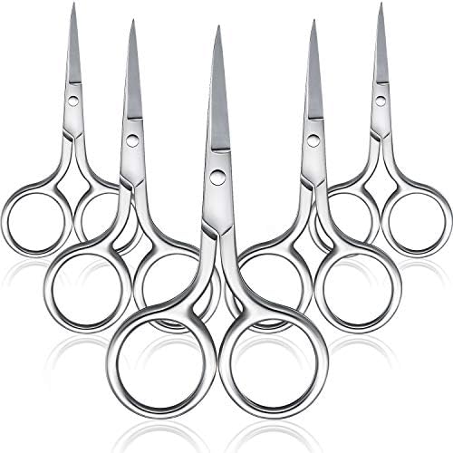 5 Pieces Small Straight Tip Nose Hair Scissor for Grooming, Stainless Steel Multi-Purpose Beauty Grooming Scissors for Facial Hair Removal and Hair Mustache Beard Eyebrows Ear Nose Trimming (Gold) Mudder