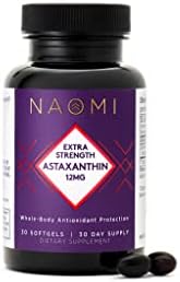 NAOMI Extra Strength Patented Astaxanthin 12mg Supplement from Alaskan Algae - Natural Support for Skin & Eye Health, Joint Support - Non-GMO, Gluten Free, 30 Softgels (Мягкие капсулы) - 1 Month Supply NAOMI