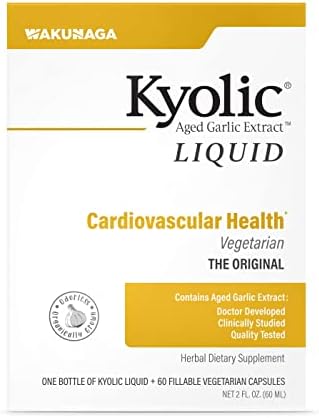 Kyolic Aged Garlic Extract Liquid (Жидкость) Vegetarian Cardiovascular, 2 Ounce Bottle Plus 60 Refillable Capsules (Капсулы) (Packaging May Vary) Kyolic