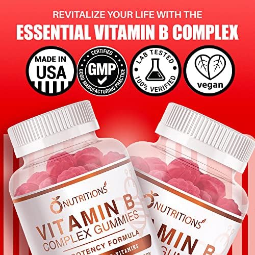 O NUTRITIONS Vitamin B Complex Vegan Gummies with Vitamin B12, B7 as Biotin, B6, B3 as Niacin, B5, B6, B8, B9 as Folate for Stress, Energy and Healthy Immune System (1 Pack) O NUTRITIONS