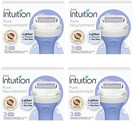 Schick Intuition Pure Nourishment Womens Razor Refills with Coconut Milk and Almond Oil, 12 count Schick