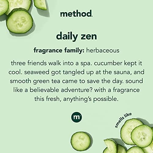 Method Daily Lotion, Daily Zen, Plant-Based Moisturizer for 24 Hours of Hydration, 13.5 fl oz (Pack of 1) Method