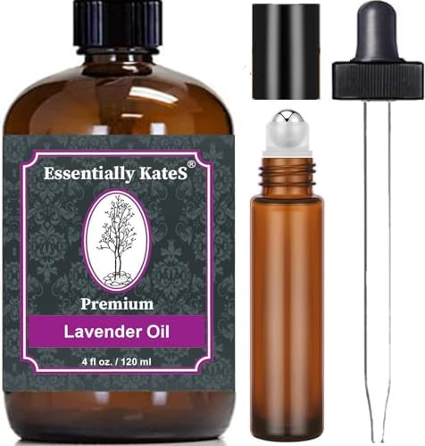 Lavender Oil - 100% Pure and Natural, Therapeutic Grade with Glass Dropper and Roll-on Bottle Essentially KateS