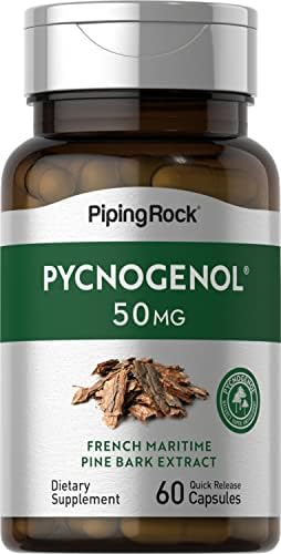 Piping Rock Pycnogenol 50 mg | 60 Capsules (Капсулы) | French Maritime Pine Bark Extract | Non-GMO, Gluten Free Supplement Piping Rock