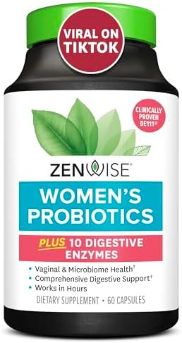 Zenwise Health Probiotics for Women - Digestive Enzymes for Bloating Relief, Vaginal Health, and Gut Flora Health, Daily Women Probiotic & Prebiotic Supplement for Digestive Health - 60 CT Zenwise Health