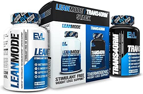 EVL Weight Loss Support Stack - Trans4orm Thermogenic Fat Burner Support Pills with Green Coffee Bean Extract and Forskolin Plus LeanMode Non-Stimulant Metabolism and Fat Loss Support Pills Evlution